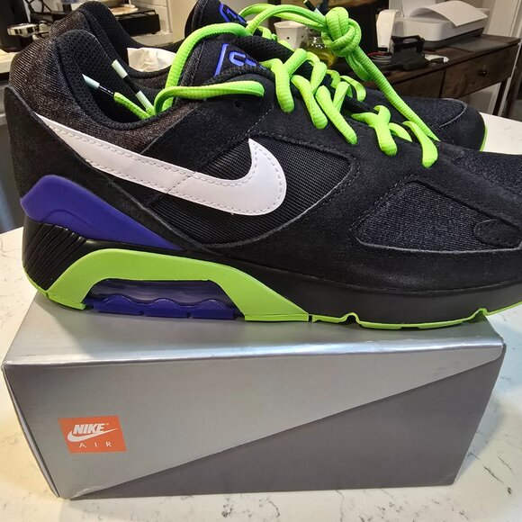 Nike Air Max 180 QS Black/White-Action Green "Joker" Beetlejuice Mens Size 10 - Picture 5 of 13